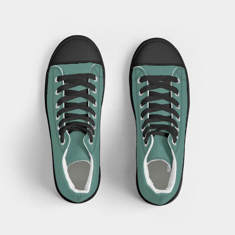 Medium Muted Blue-Green Women's High-Top Canvas Sneakers (BG-MU-ME) - Top