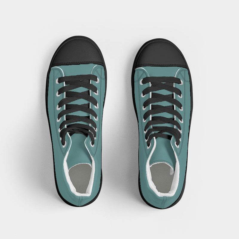 Medium Muted Blue-Green Women's High-Top Canvas Sneakers (CBG2-MU-ME) - Top