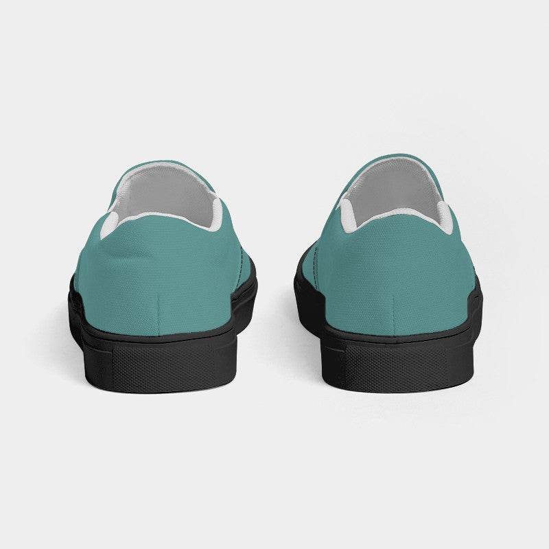 Medium Muted Blue-Green Women's Slip-On Canvas Sneakers (CBG2-MU-ME) - Back