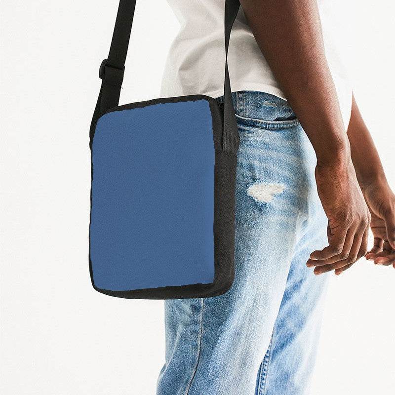 Medium Muted Blue Messenger Pouch (IB2-MU-ME) - Man Side CloseUp