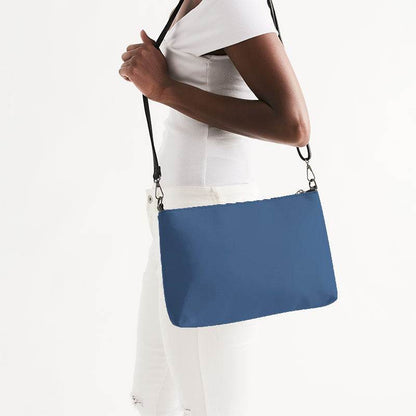 Medium Muted Blue Zip Pouch (IB2-MU-ME) - Side CloseUp