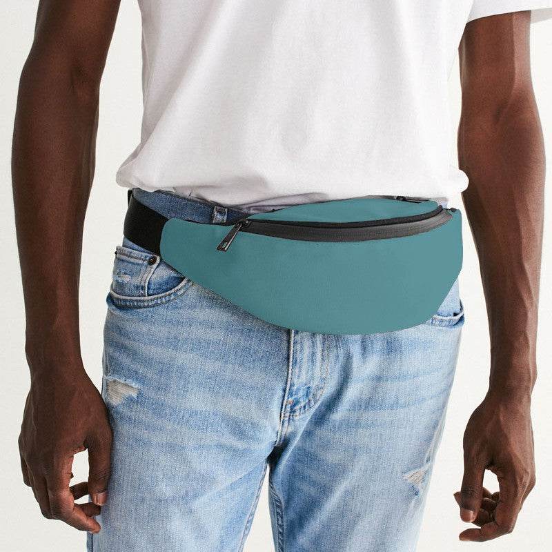 Medium Muted Cyan Belt Bag (C-MU-ME) - Man Front CloseUp