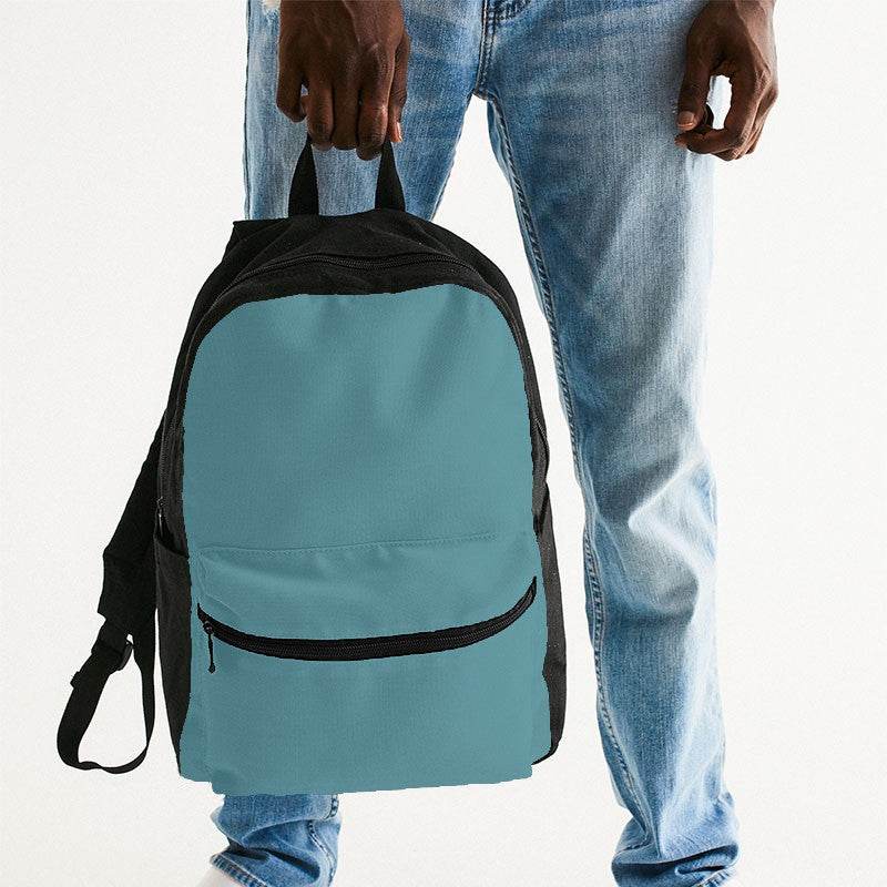 Medium Muted Cyan Canvas Backpack (C-MU-ME) - Man Holding