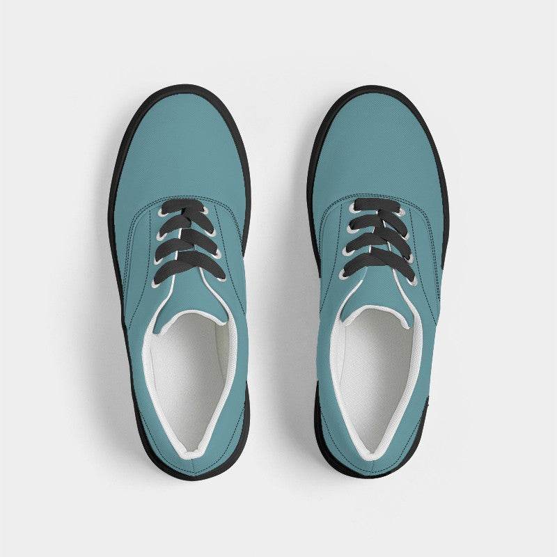 Medium Muted Cyan Men's Canvas Sneakers (C-MU-ME) - Top
