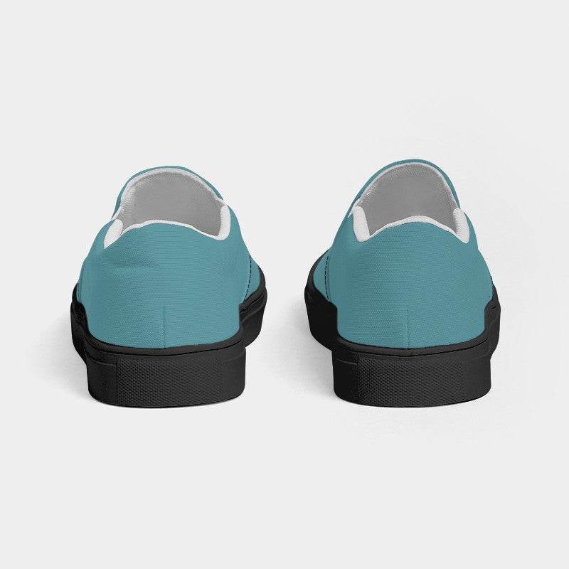 Medium Muted Cyan Women's Slip-On Canvas Sneakers (C-MU-ME) - Back