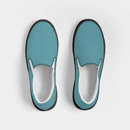 Medium Muted Cyan Women's Slip-On Canvas Sneakers (C-MU-ME) - Top