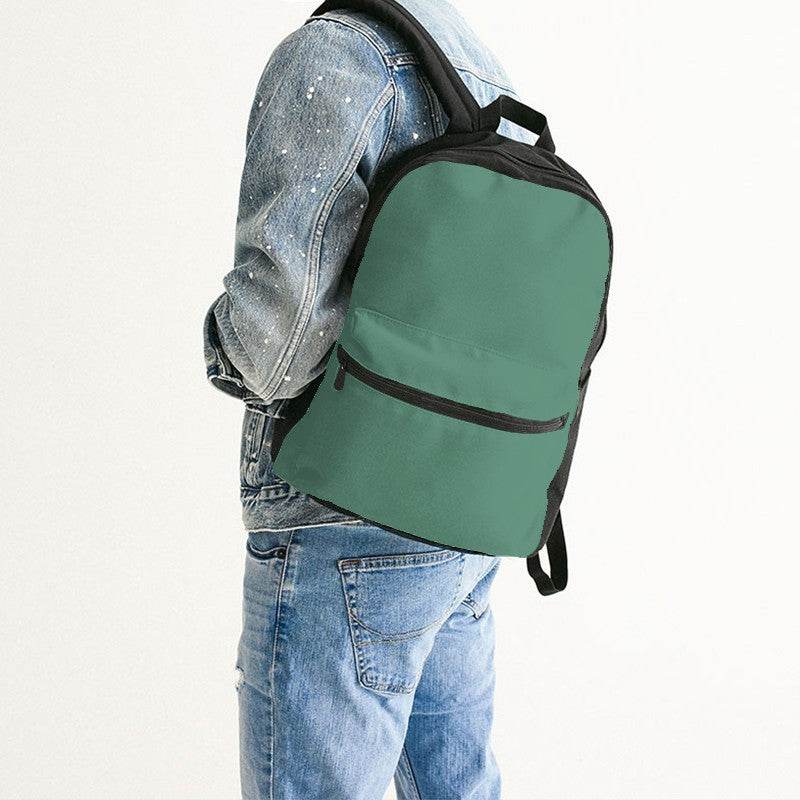 Medium Muted Green Canvas Backpack (BGG2-MU-ME) - Man Back CloseUp