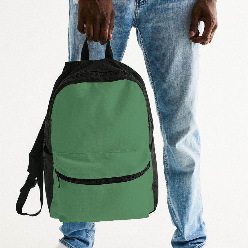 Medium Muted Green Canvas Backpack (G-MU-ME) - Man Holding