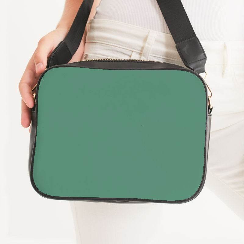 Medium Muted Green Crossbody Bag (BGG2-MU-ME) - Woman Front CloseUp