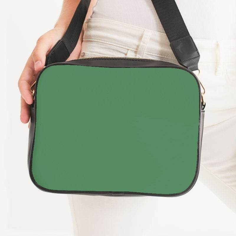 Medium Muted Green Crossbody Bag (G-MU-ME) - Woman Front CloseUp