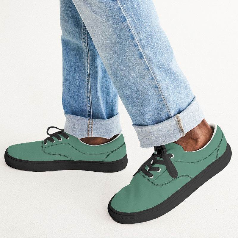 Medium Muted Green Men's Canvas Sneakers (BGG2-MU-ME) - Man CloseUp