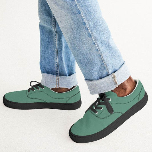 Medium Muted Green Men's Canvas Sneakers (BGG2-MU-ME) - Man CloseUp
