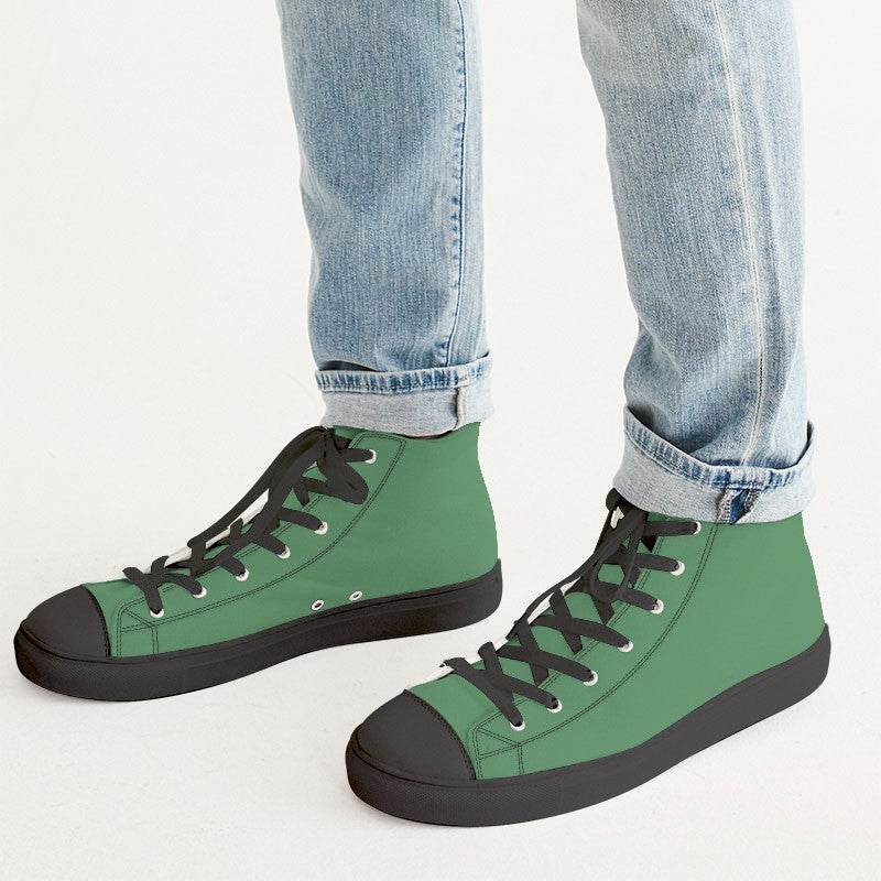 Medium Muted Green Men's High-Top Canvas Sneakers (G-MU-ME) - Man CloseUp