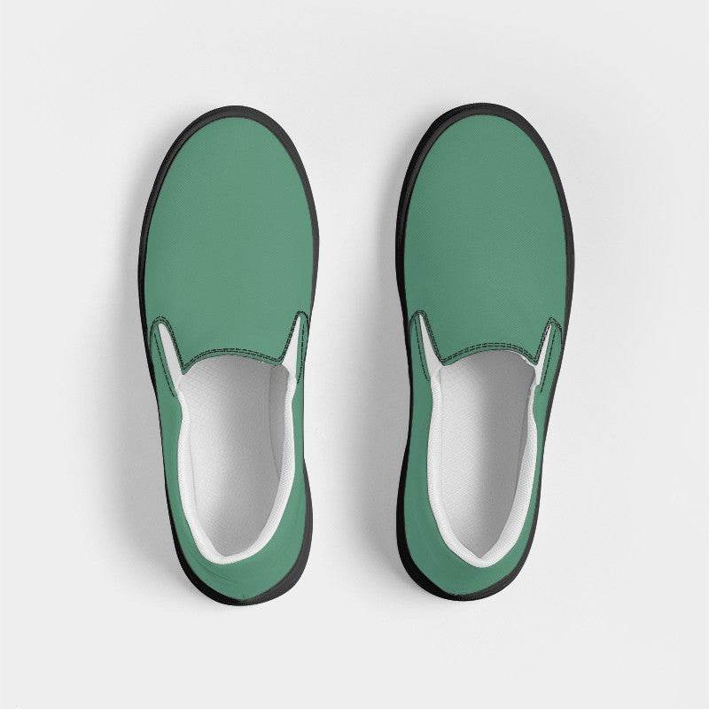 Medium Muted Green Men's Slip-On Canvas Sneakers (BGG2-MU-ME) - Top
