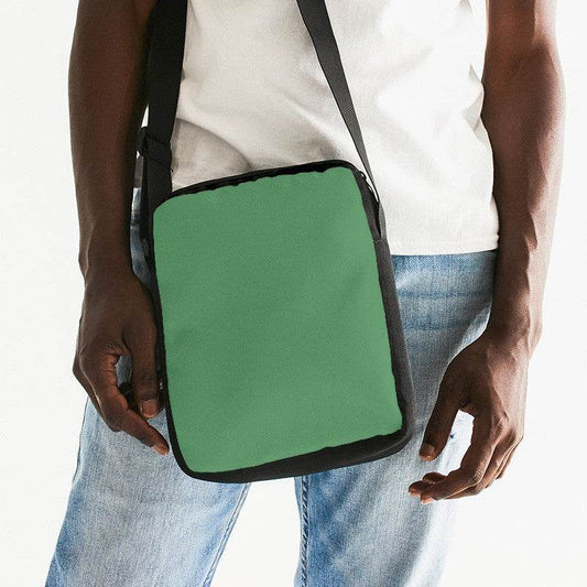Medium Muted Green Messenger Pouch (G-MU-ME) - Man Front CloseUp