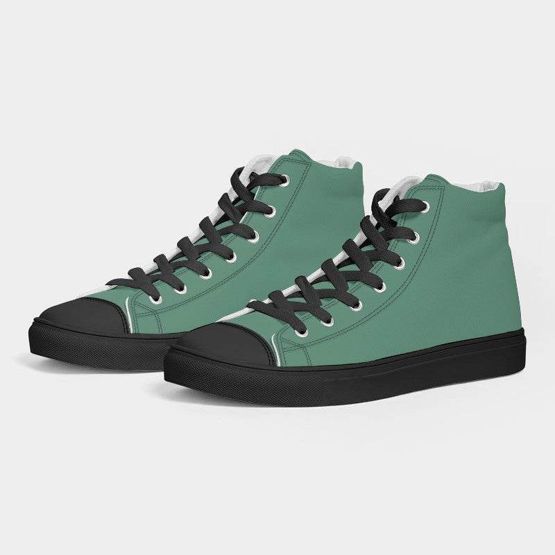 Medium Muted Green Women's High-Top Canvas Sneakers (BGG2-MU-ME) - Side 3