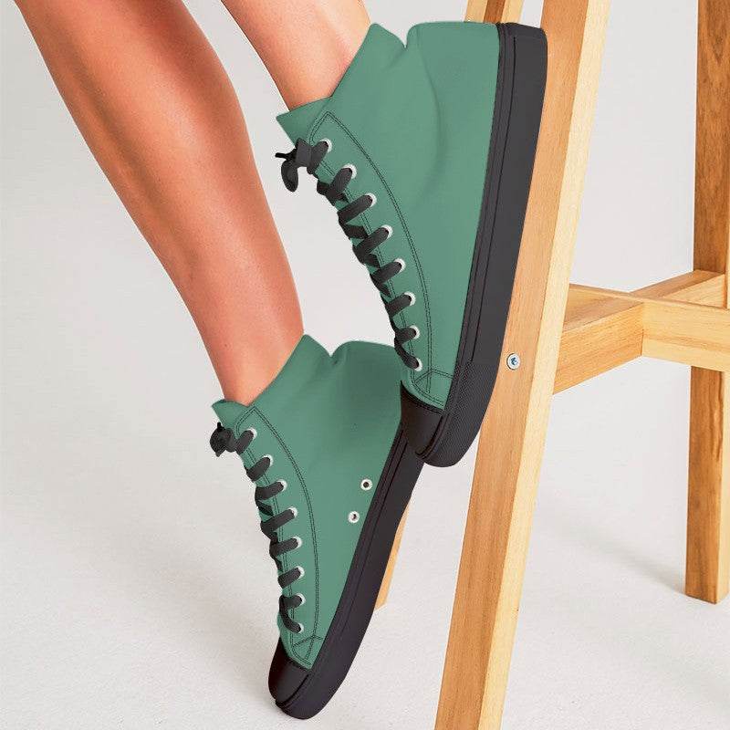 Medium Muted Green Women's High-Top Canvas Sneakers (BGG2-MU-ME) - Woman CloseUp