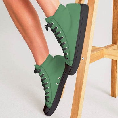 Medium Muted Green Women's High-Top Canvas Sneakers (G-MU-ME) - Woman CloseUp