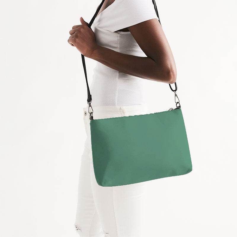 Medium Muted Green Zip Pouch (BGG2-MU-ME) - Side CloseUp