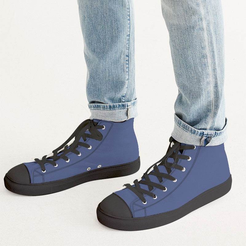 Medium Muted Indigo Men's High-Top Canvas Sneakers (I-MU-ME) - Man CloseUp