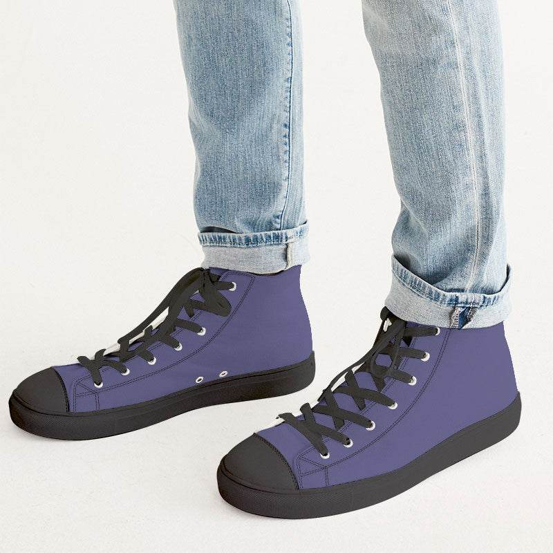 Medium Muted Indigo Men's High-Top Canvas Sneakers (PUI2-MU-ME) - Man CloseUp