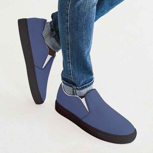 Medium Muted Indigo Men's Slip-On Canvas Sneakers (I-MU-ME) - Man CloseUp
