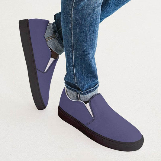 Medium Muted Indigo Men's Slip-On Canvas Sneakers (PUI2-MU-ME) - Man CloseUp