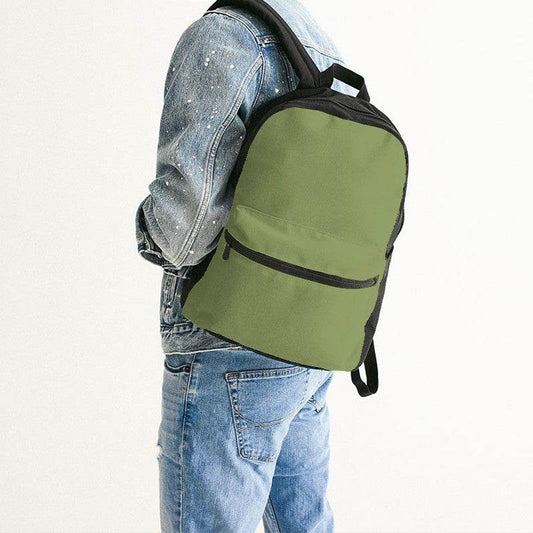 Medium Muted Lime Canvas Backpack (L-MU-ME) - Man Back CloseUp