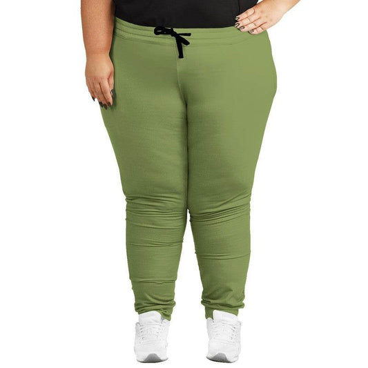 Medium Muted Lime Joggers PLUS (L-MU-ME) - Woman Front PLUS