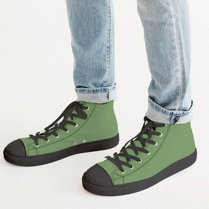 Medium Muted Lime Men's High-Top Canvas Sneakers (GL2-MU-ME) - Man CloseUp