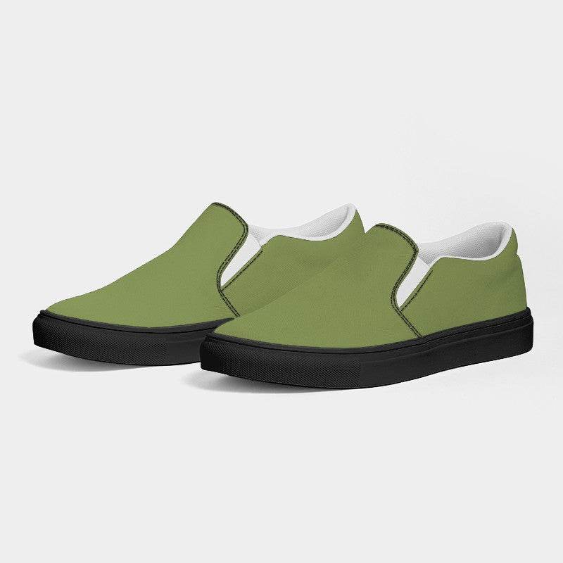 Medium Muted Lime Men's Slip-On Canvas Sneakers (L-MU-ME) - Side 3