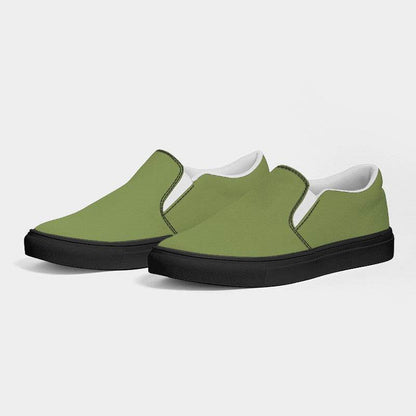 Medium Muted Lime Men's Slip-On Canvas Sneakers (L-MU-ME) - Side 3
