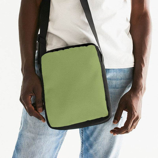 Medium Muted Lime Messenger Pouch (L-MU-ME) - Man Front CloseUp