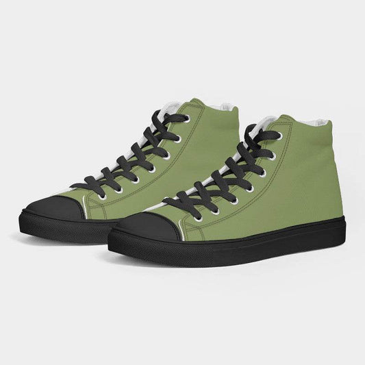 Medium Muted Lime Women's High-Top Canvas Sneakers (L-MU-ME) - Side 3