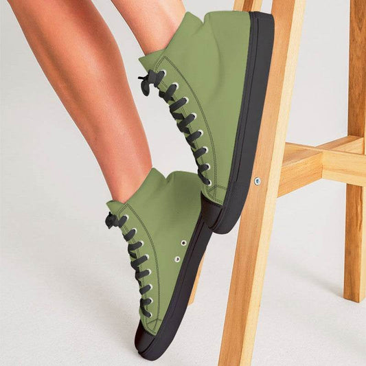Medium Muted Lime Women's High-Top Canvas Sneakers (L-MU-ME) - Woman CloseUp
