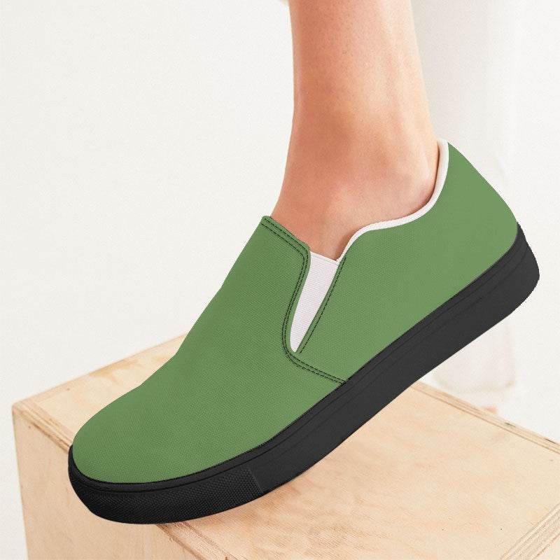 Medium Muted Lime Women's Slip-On Canvas Sneakers (GL2-MU-ME) - Woman CloseUp