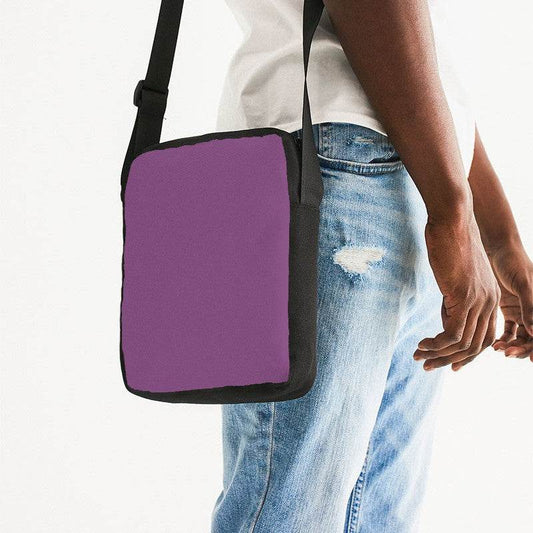 Medium Muted Magenta Messenger Pouch (M-MU-ME) - Man Side CloseUp