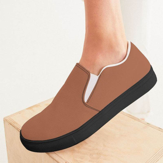 Medium Muted Orange Women's Slip-On Canvas Sneakers (OR2-MU-ME) - Woman CloseUp