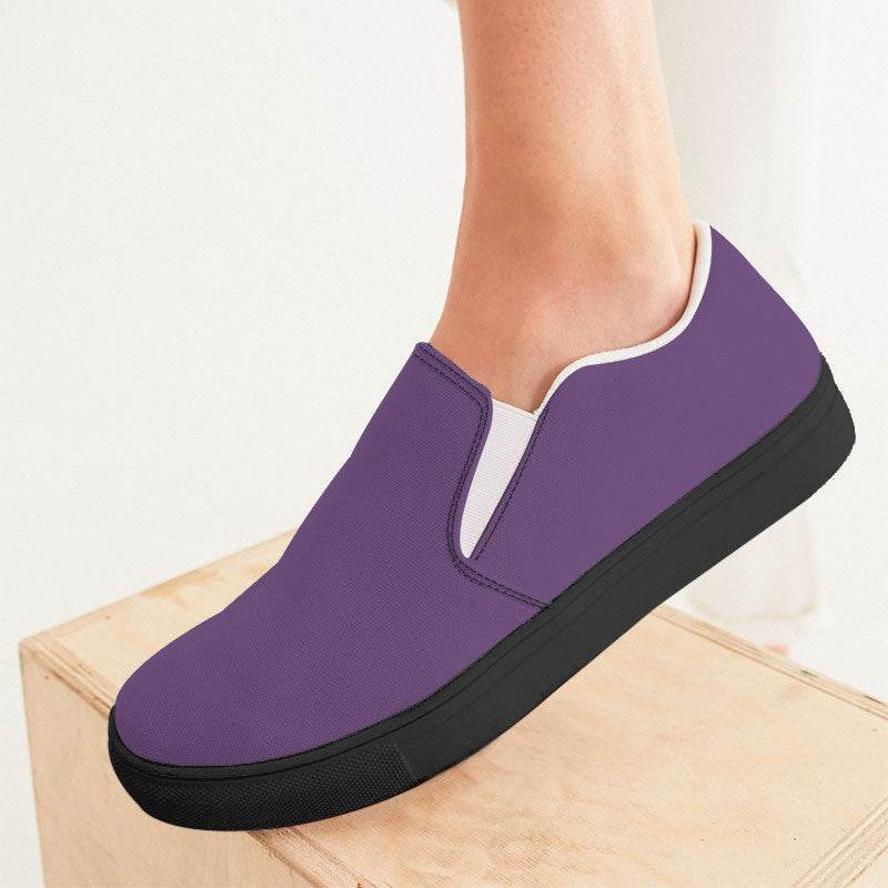 Medium Muted Purple Women's Slip-On Canvas Sneakers (MPU2-MU-ME) - Woman CloseUp