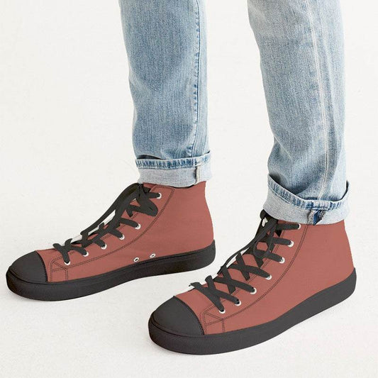 Medium Muted Red Men's High-Top Canvas Sneakers (R-MU-ME) - Man CloseUp