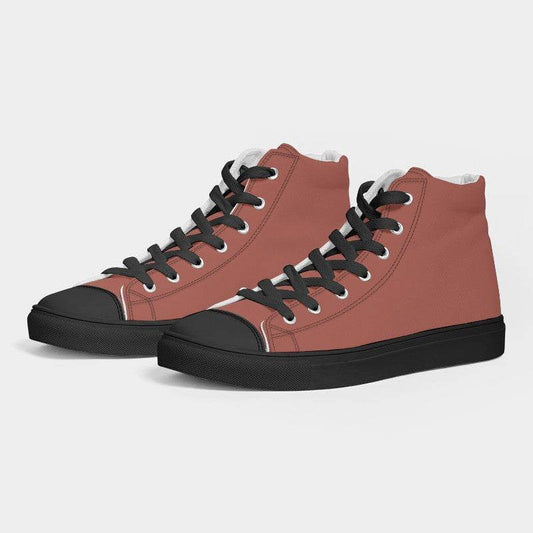 Medium Muted Red Women's High-Top Canvas Sneakers (R-MU-ME) - Side 3