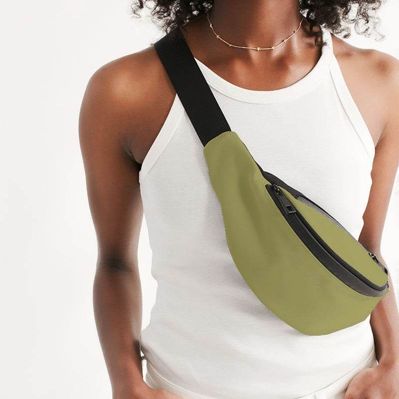 Medium Muted Yellow Belt Bag (LY2-MU-ME) - Woman Front CloseUp