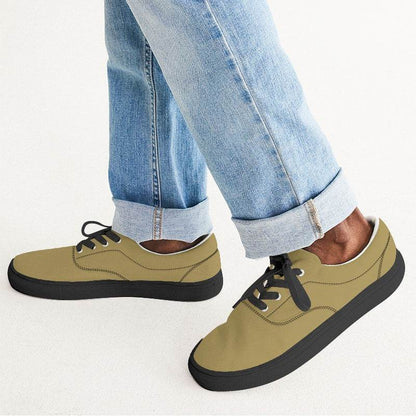 Medium Muted Yellow Men's Canvas Sneakers (Y-MU-ME) - Man CloseUp