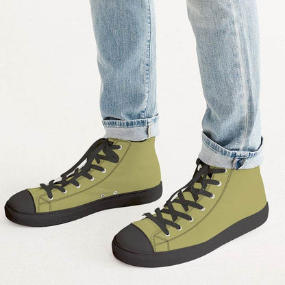 Medium Muted Yellow Men's High-Top Canvas Sneakers (LY2-MU-ME) - Man CloseUp