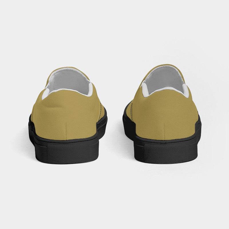 Medium Muted Yellow Men's Slip-On Canvas Sneakers (Y-MU-ME) - Back