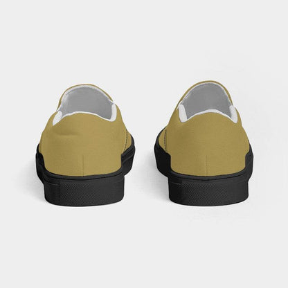 Medium Muted Yellow Men's Slip-On Canvas Sneakers (Y-MU-ME) - Back