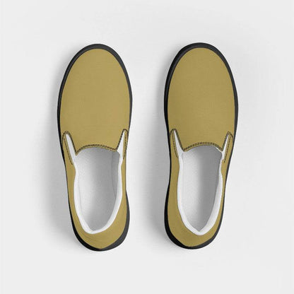 Medium Muted Yellow Men's Slip-On Canvas Sneakers (Y-MU-ME) - Top