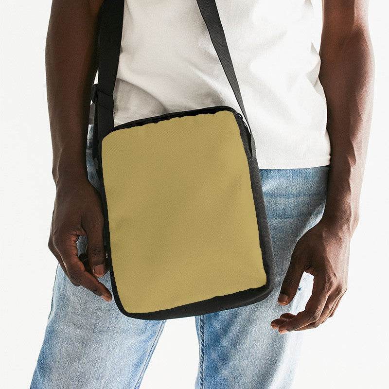 Medium Muted Yellow Messenger Pouch (Y-MU-ME) - Man Front CloseUp