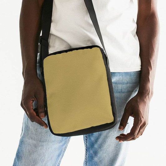 Medium Muted Yellow Messenger Pouch (Y-MU-ME) - Man Front CloseUp