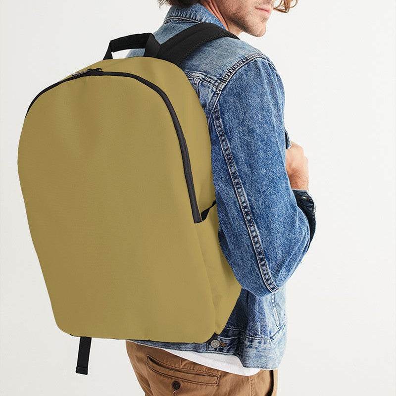 Medium Muted Yellow Waterproof Backpack (Y-MU-ME) - Man CloseUp